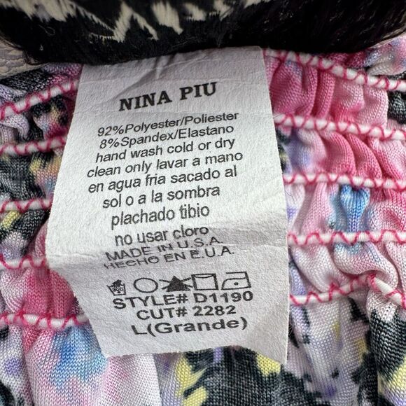 NINA PIU Floral Beaded Tie Sleeveless Dress Gathered Waist Maxi Size Large - Picture 6 of 9